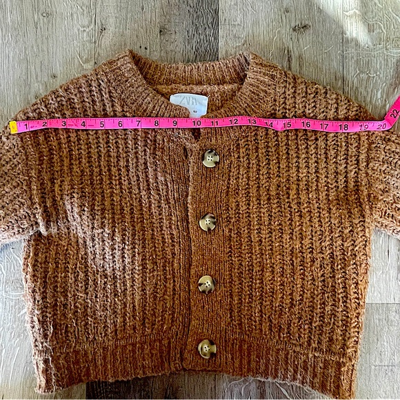 Zara 100% Polyester Brown Button Down Knitted Sweater for Girls Size 11-12 - Picture 8 of 13